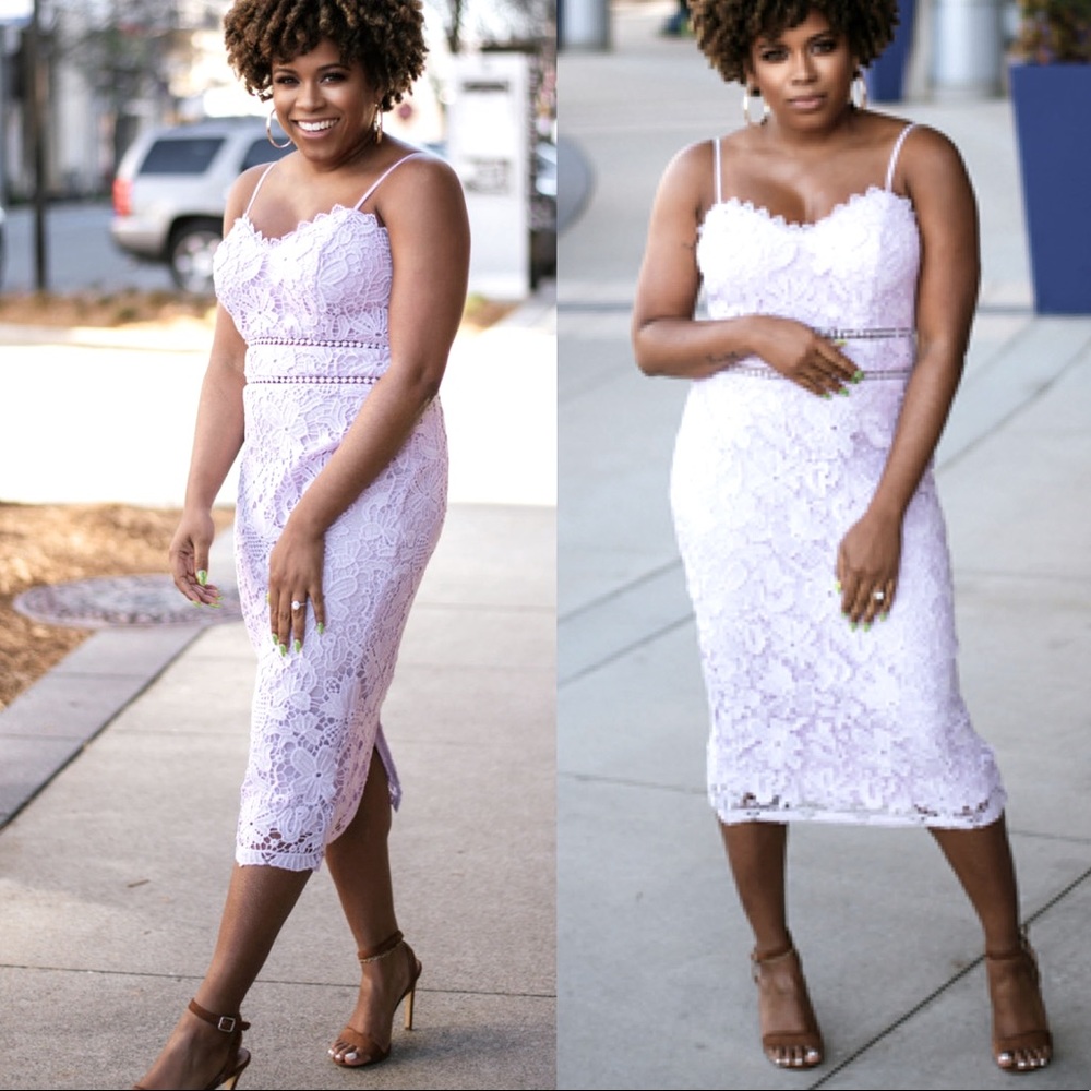 Premier Amour crochet lace midi dress